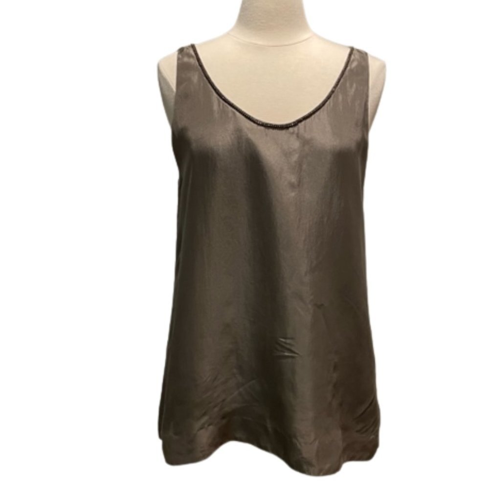 Eileen Fisher 100% Silk Tank Top with Beading Size Medium